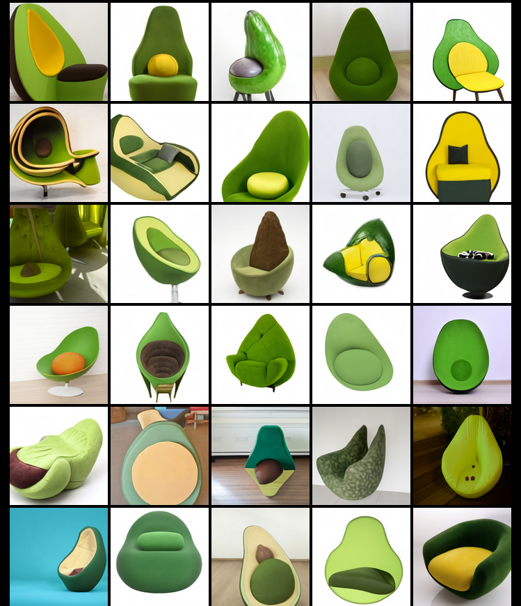 An armchair in the shape of an avocado, an armchair imitating an avocado